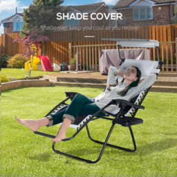 Outsunny Zero Gravity Lounger Chair, Folding Camping Reclining Chair, Grey - thumbnail 6