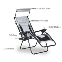 Outsunny Zero Gravity Lounger Chair, Folding Camping Reclining Chair, Grey - thumbnail 8