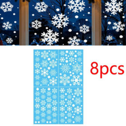 CLEFFNS 8 Sheets Extra Large White Snowflake Christmas Window Clings, Farmhouse Rustic Xmas Snowflake Decorations For Kids Home School - thumbnail 1