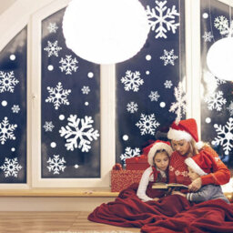 CLEFFNS 8 Sheets Extra Large White Snowflake Christmas Window Clings, Farmhouse Rustic Xmas Snowflake Decorations For Kids Home School - thumbnail 4