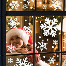 CLEFFNS 8 Sheets Extra Large White Snowflake Christmas Window Clings, Farmhouse Rustic Xmas Snowflake Decorations For Kids Home School - thumbnail 6