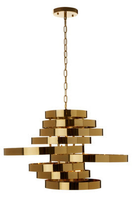 Orsina 5 Bulb Gold Finish Pendant Lamp, Cascading Luxe-Inspired Lighting For Dining Room Or Living Room - image 1