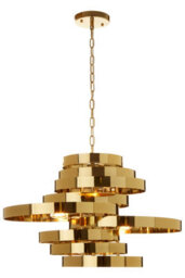 Orsina 5 Bulb Gold Finish Pendant Lamp, Cascading Luxe-Inspired Lighting For Dining Room Or Living Room - thumbnail 5