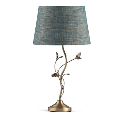 Lighting Supermarket Leaf Antique Brass Table With Blue Gold Shade - image 1