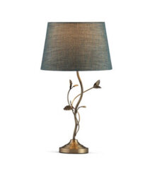 Lighting Supermarket Leaf Antique Brass Table With Blue Gold Shade - thumbnail 2