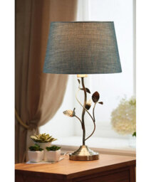 Lighting Supermarket Leaf Antique Brass Table With Blue Gold Shade - thumbnail 5