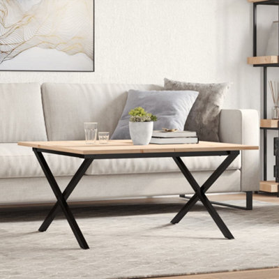 Berkfield Coffee Table X-Frame 90X90X45 Cm Solid Wood Pine And Steel - image 1