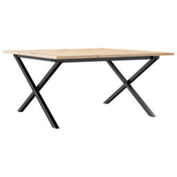 Berkfield Coffee Table X-Frame 90X90X45 Cm Solid Wood Pine And Steel - thumbnail 2