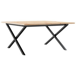 Berkfield Coffee Table X-Frame 90X90X45 Cm Solid Wood Pine And Steel - thumbnail 6