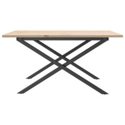 Berkfield Coffee Table X-Frame 90X90X45 Cm Solid Wood Pine And Steel - thumbnail 5