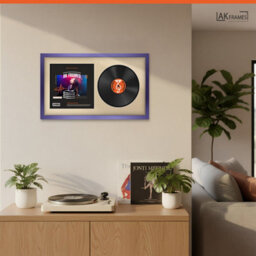 "30X17"" Purple Modern Vinyl Record Frame With Ivory Mount For 12 Inch Lp Album Cover & Disc - Ak Frames" - thumbnail 5