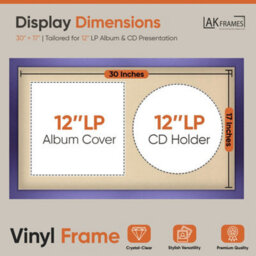 "30X17"" Purple Modern Vinyl Record Frame With Ivory Mount For 12 Inch Lp Album Cover & Disc - Ak Frames" - thumbnail 2