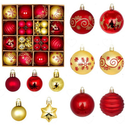 Amorly 44Pcs Christmas Ball Ornament Set With Hanging Loops, Decorative Baubles For Christmas, Holiday, Wreath And Indoor Party Displays - image 1