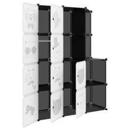 Berkfield Practical Cube Storage Cabinet For Kids With 10 Cubes Black Pp - thumbnail 6