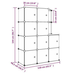 Berkfield Practical Cube Storage Cabinet For Kids With 10 Cubes Black Pp - thumbnail 8