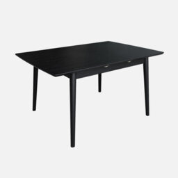 Sweeek - Lina Rectangular Extendable Dining Table In Rubberwood And Black Oak Veneer 4 To 6 Seats    110/140 X 100 X 75 Cm - thumbnail 2