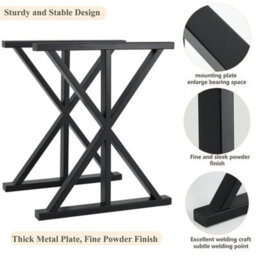 Garden Sanctuary Black Furniture Legs Metal Creative Table Legs L60 X W7 X H70Cm - thumbnail 3