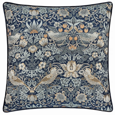 Morris & Co Strawberry Thief Embroidered Velvet Cushion Cover - image 1