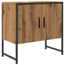 Berkfield Bathroom Sink Cabinet Artisan Oak 60X33X60 Cm Engineered Wood - thumbnail 2