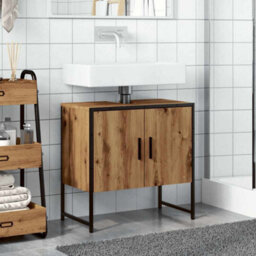 Berkfield Bathroom Sink Cabinet Artisan Oak 60X33X60 Cm Engineered Wood - thumbnail 3