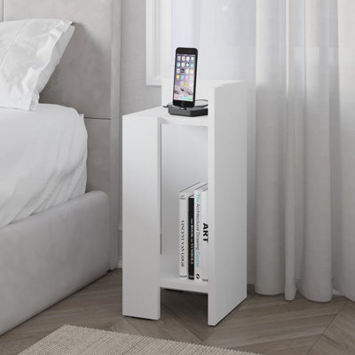 Decortie Elos Modern Narrow Right Module Bedside Table Nightstand 25Cm Drop-Door Storage White - image 1