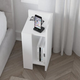 Decortie Elos Modern Narrow Right Module Bedside Table Nightstand 25Cm Drop-Door Storage White - thumbnail 5