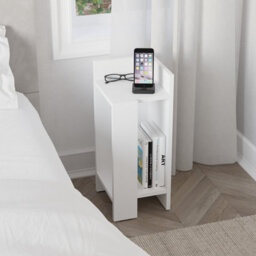 Decortie Elos Modern Narrow Right Module Bedside Table Nightstand 25Cm Drop-Door Storage White - thumbnail 4