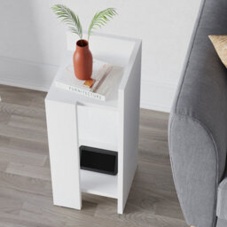 Decortie Elos Modern Narrow Right Module Bedside Table Nightstand 25Cm Drop-Door Storage White - thumbnail 6