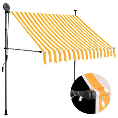 Berkfield Manual Retractable Awning With Led 150 Cm White And Orange - image 1