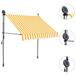 Berkfield Manual Retractable Awning With Led 150 Cm White And Orange - thumbnail 3