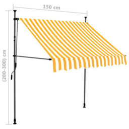 Berkfield Manual Retractable Awning With Led 150 Cm White And Orange - thumbnail 8