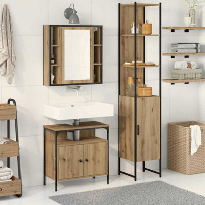 Berkfield 3 Piece Bathroom Furniture Set - Artisan Oak Engineered Wood - image 1