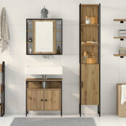 Berkfield 3 Piece Bathroom Furniture Set - Artisan Oak Engineered Wood - thumbnail 4