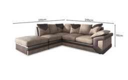Dino Brown & Beige Large L Shaped Couch Corner Suite With Footstool Right Hand Facing - thumbnail 6