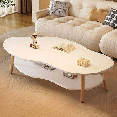 White 2 Layer Coffee Table Cloud Tea Table Modern Living Room Desk - image 1