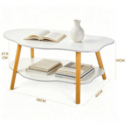 White 2 Layer Coffee Table Cloud Tea Table Modern Living Room Desk - thumbnail 2