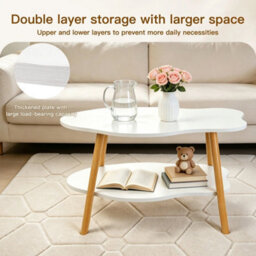 White 2 Layer Coffee Table Cloud Tea Table Modern Living Room Desk - thumbnail 3