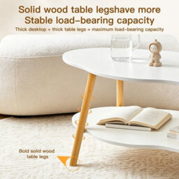 White 2 Layer Coffee Table Cloud Tea Table Modern Living Room Desk - thumbnail 4