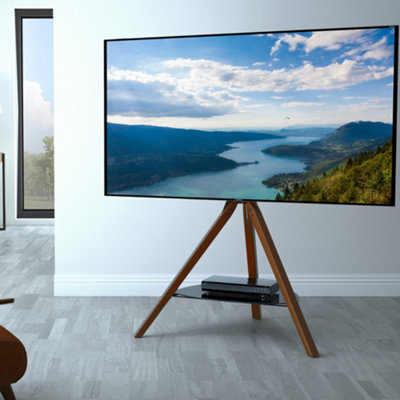 "Avf Hoxton Freestanding Tripod Tv Stand For 32-70"" Tvs, Dark Wood" - image 1