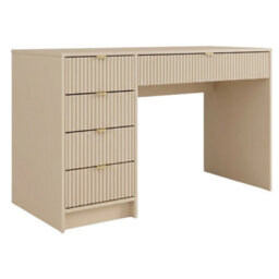 Desk Computer Workstation Tireno Sand Beige Laminated Wood Mdf Grooved Drawer Fronts Modern Home Office Study Writing Table - thumbnail 2