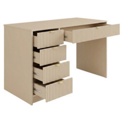 Desk Computer Workstation Tireno Sand Beige Laminated Wood Mdf Grooved Drawer Fronts Modern Home Office Study Writing Table - thumbnail 3