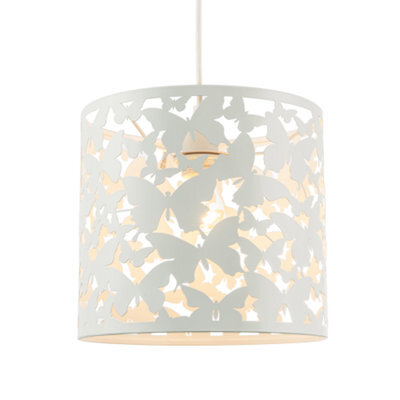 Happy Homewares Unique Butterfly Themed Pendant Ceiling Light Shade In Gloss White - image 1