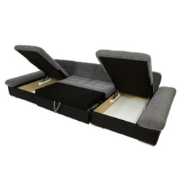 Alia Living Room Corner Sofa Bed With Polyurethane Foam Wave Spring Wooden Frame 360X160X75Cm Graphite - thumbnail 4