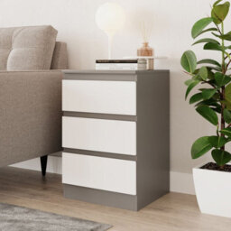 Urbn-Living Urbnliving 62Cm Height 3 Drawers Modern Chest Of Drawers Bedside Table For Living Room Office Hallway Grey & White - thumbnail 1
