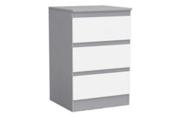 Urbn-Living Urbnliving 62Cm Height 3 Drawers Modern Chest Of Drawers Bedside Table For Living Room Office Hallway Grey & White - thumbnail 2
