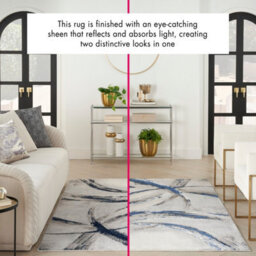 Grey Navy Blue Abstract Modern Living Room Bedroom & Dining Room Rug-239Cm X 300Cm - thumbnail 3