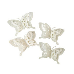 Melody Maison Set Of 4 White Glitter Butterfly Christmas Decoration Clips - thumbnail 7