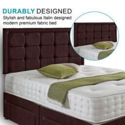 Dining Tables Dallas Matching Headboard Divan Set, 2 Drawer On Same Side With Sprung 1500 Comfort Mattress - Plush Velvet Mulburry - Double - thumbnail 3