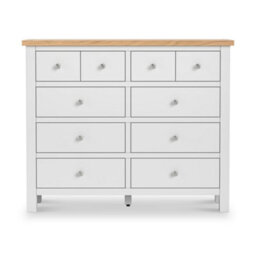 Farro Grey 4 Over 6 Chest Of Drawers Fully Assembled - Painted With Oak Top By Roseland Furniture - thumbnail 4