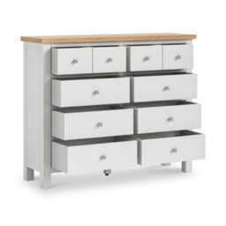 Farro Grey 4 Over 6 Chest Of Drawers Fully Assembled - Painted With Oak Top By Roseland Furniture - thumbnail 5